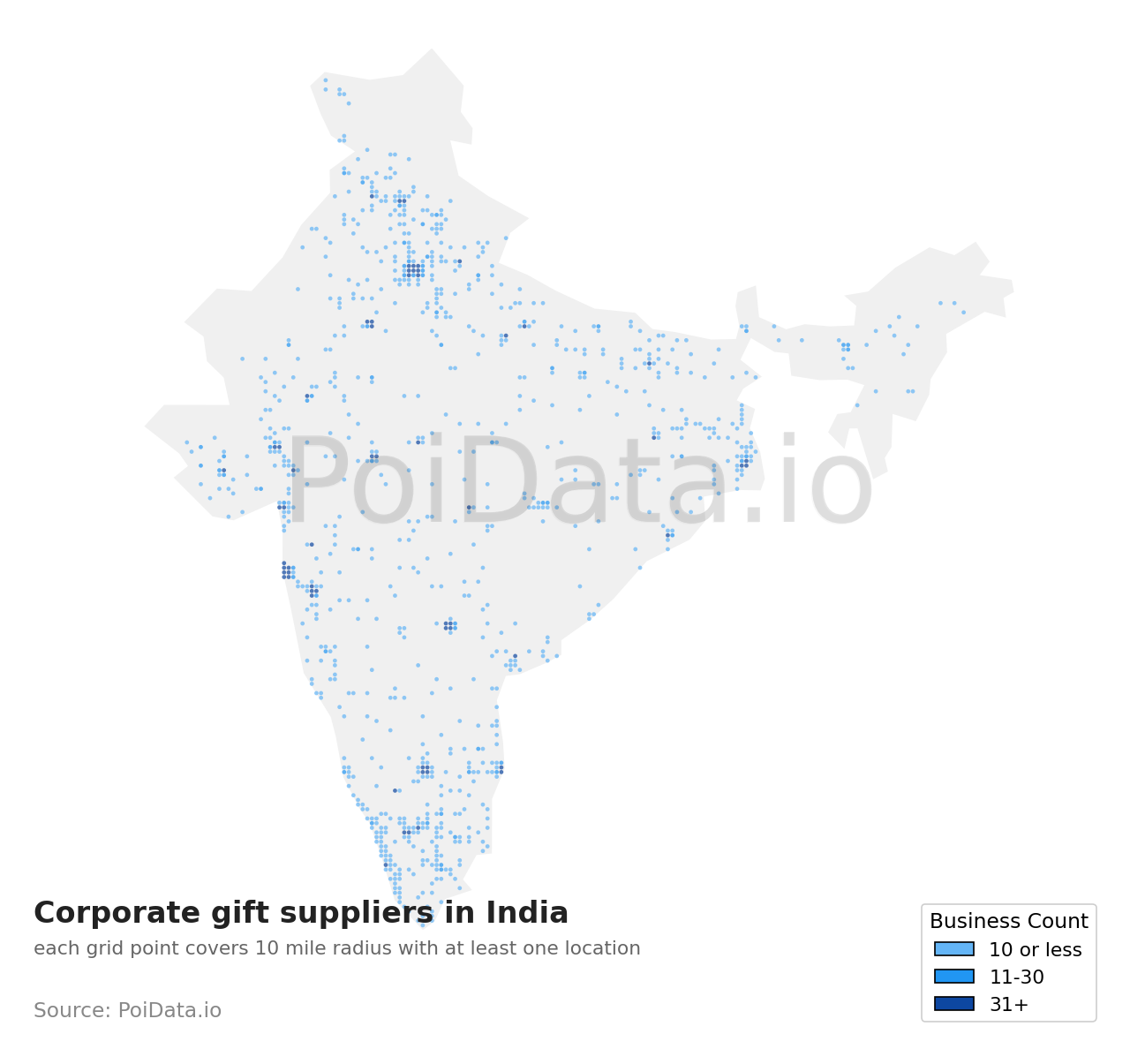 Corporate gift supplier density map for India