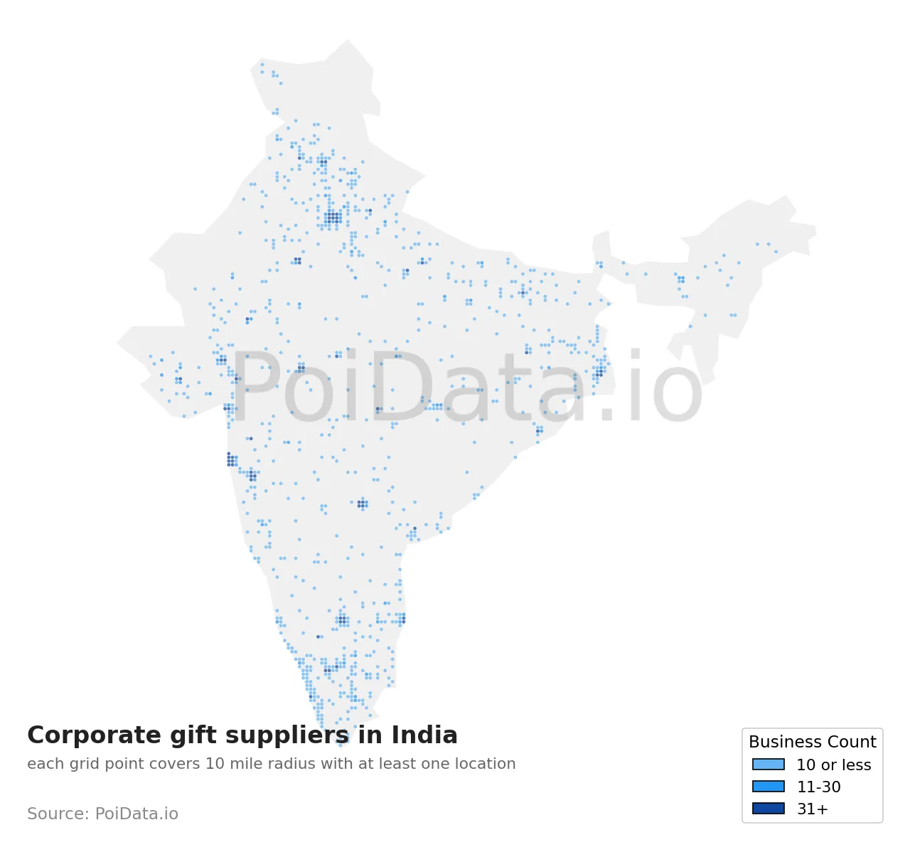 Corporate gift supplier density map for India