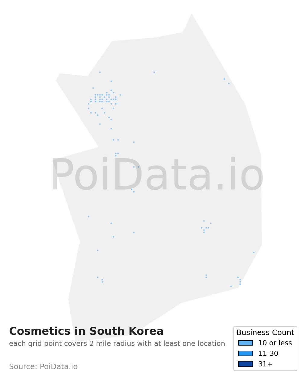Cosmetics density map for South Korea