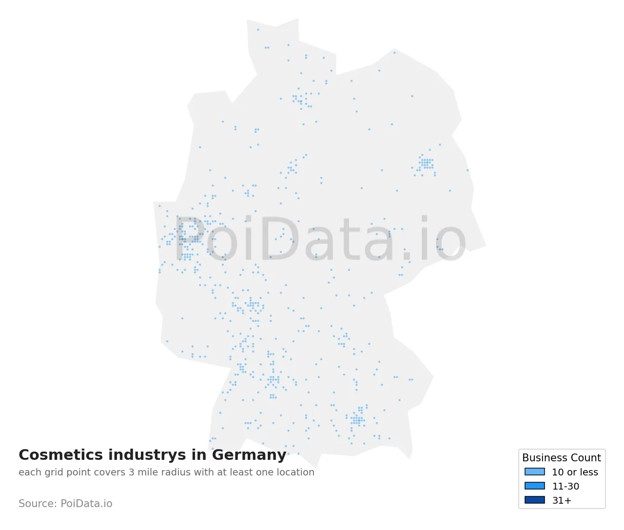 Cosmetics industry density map for Germany