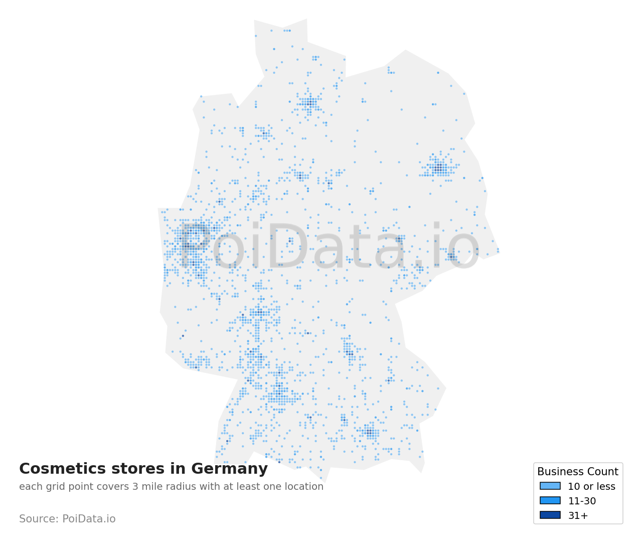 Cosmetics store density map for Germany