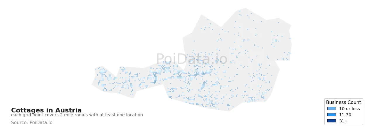 Cottage density map for Austria