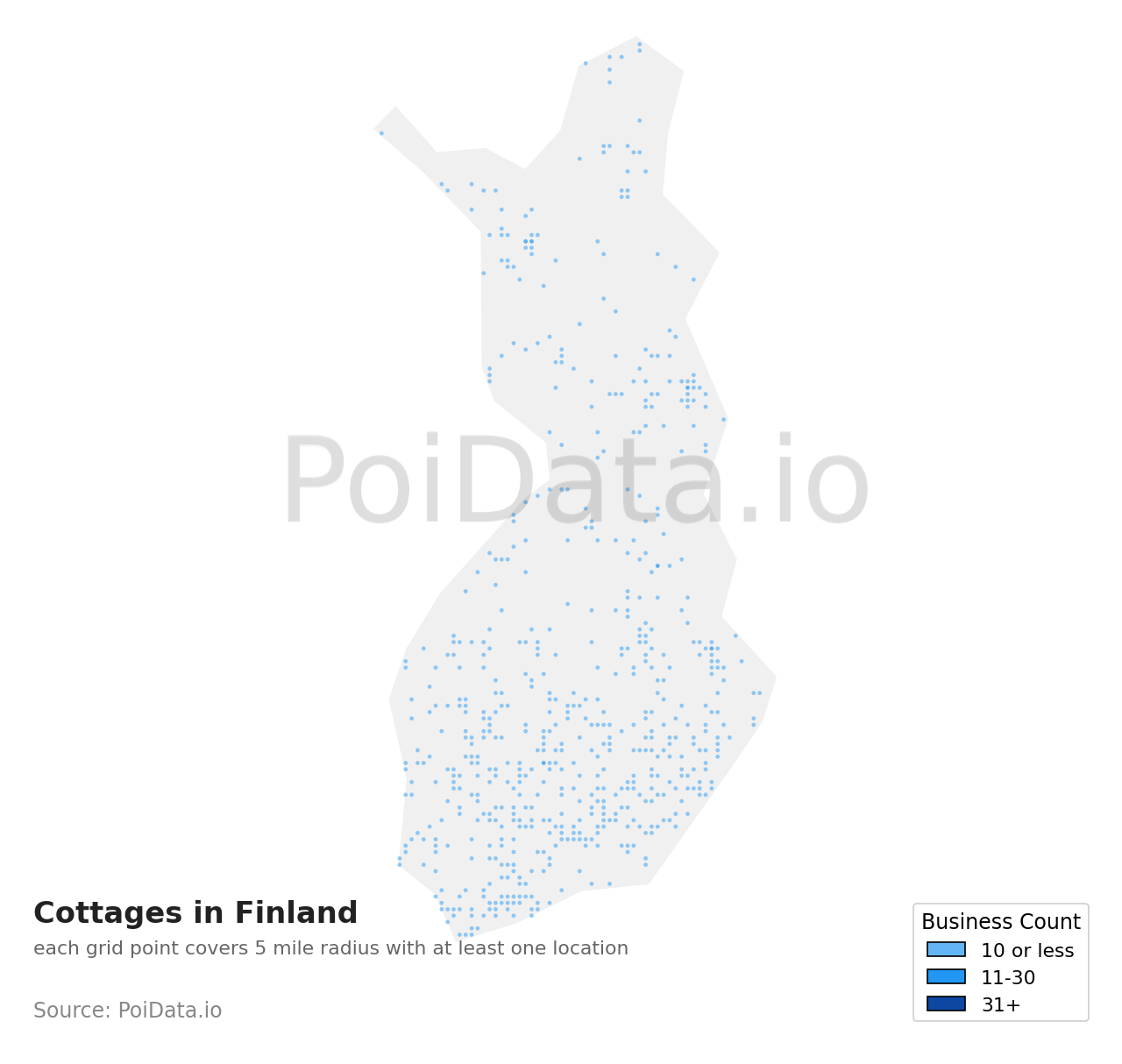 Cottage density map for Finland