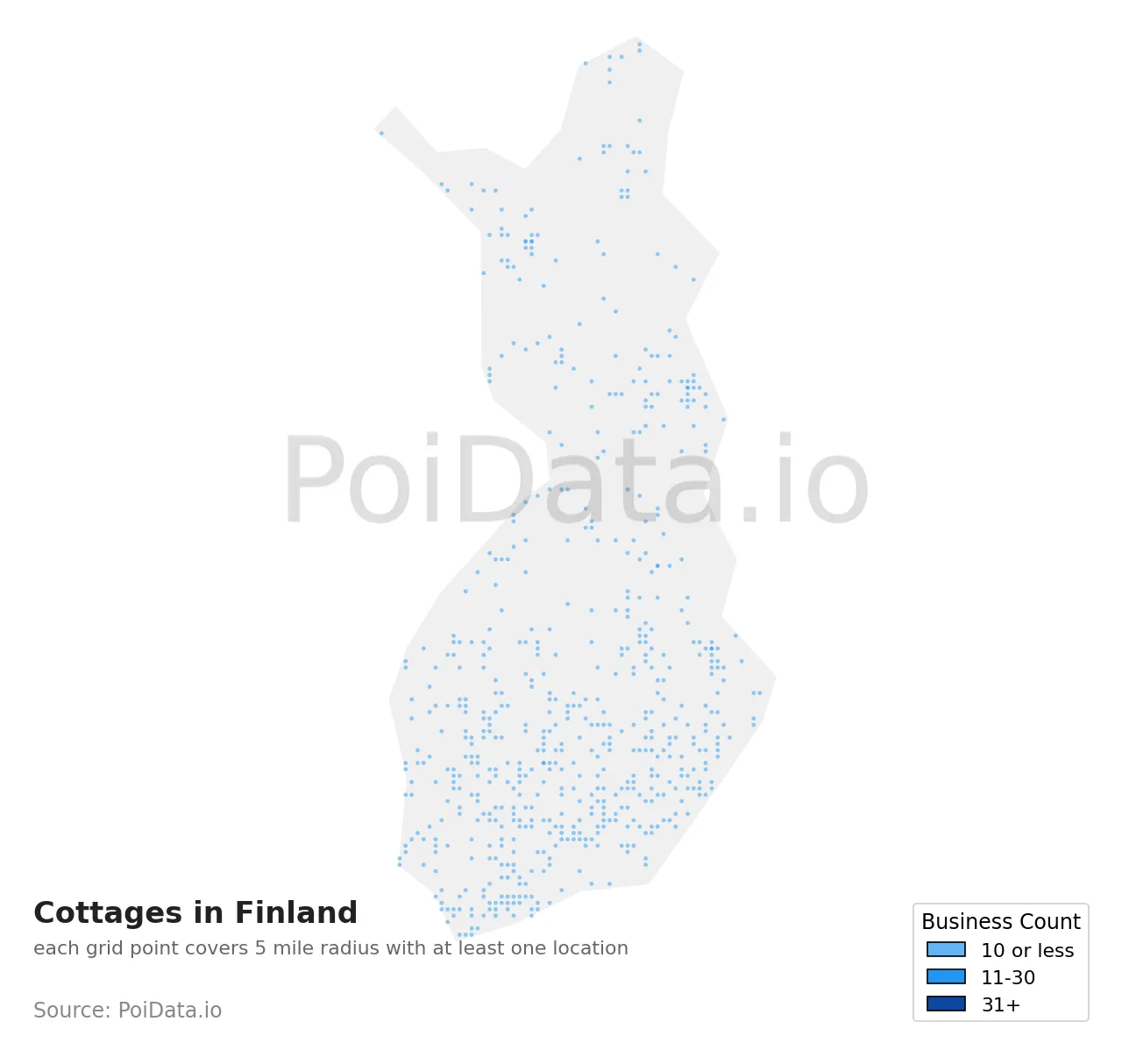 Cottage density map for Finland