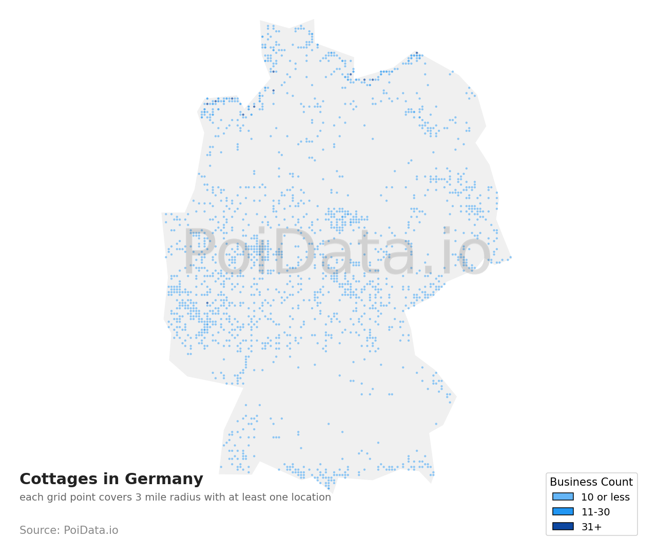 Cottage density map for Germany
