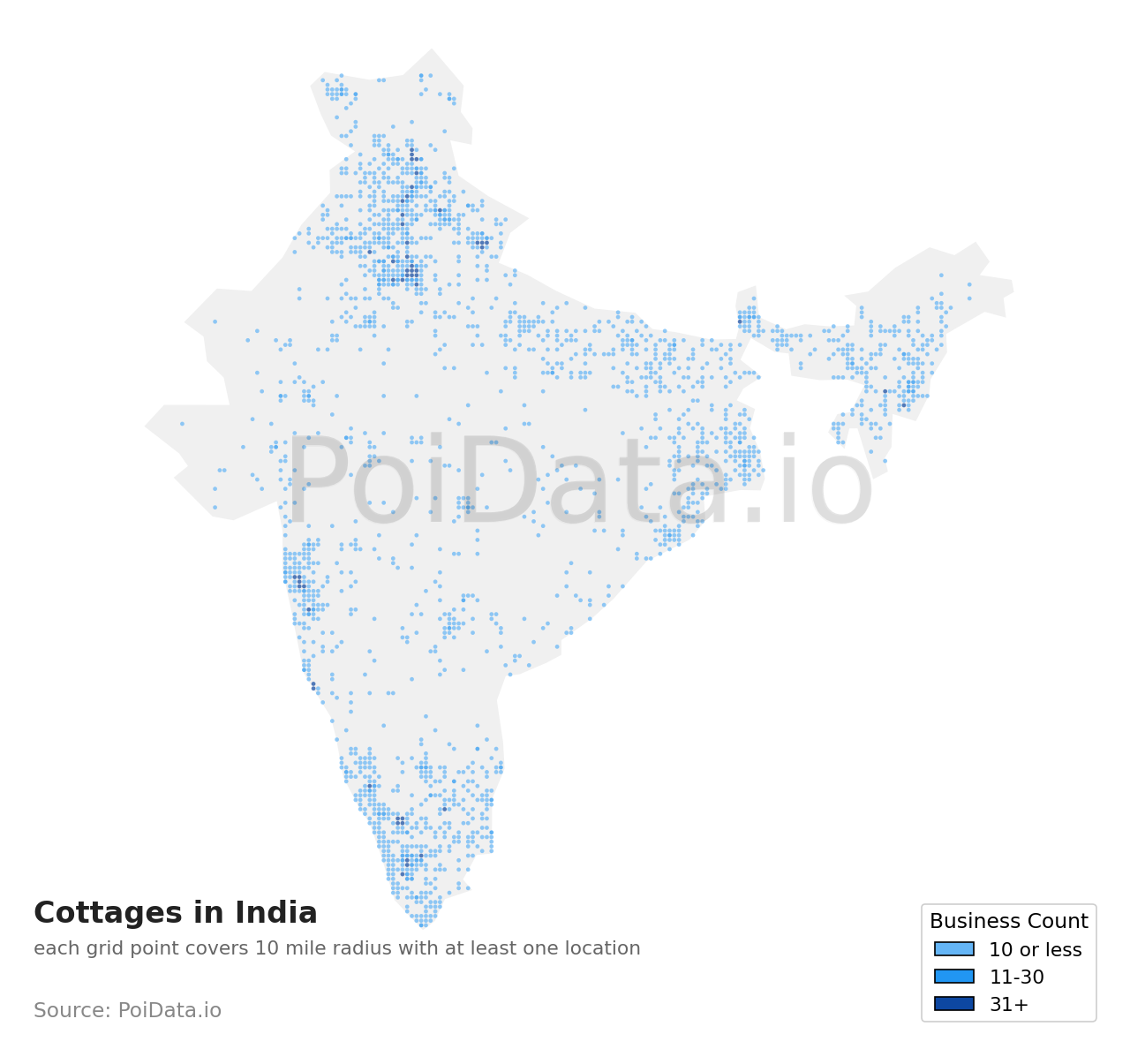 Cottage density map for India