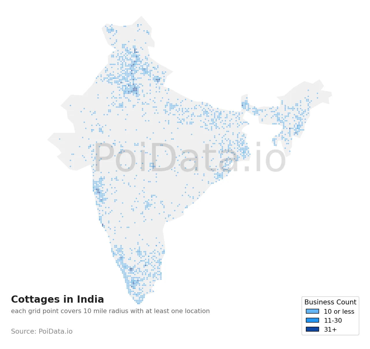 Cottage density map for India