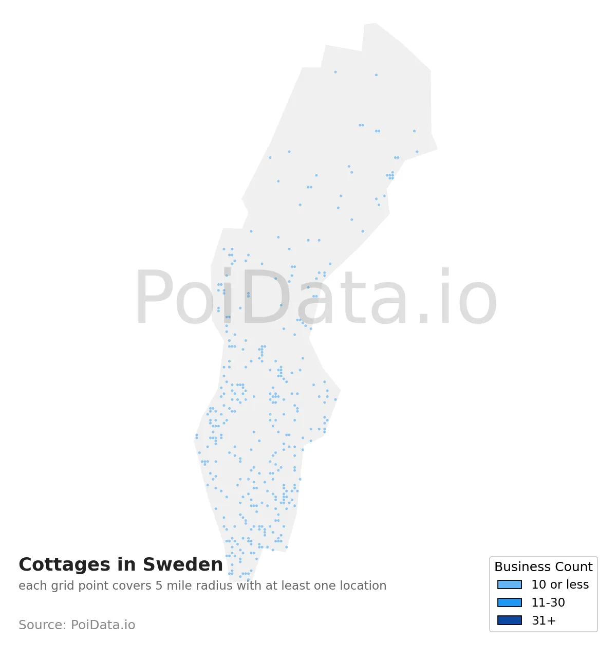Cottage density map for Sweden