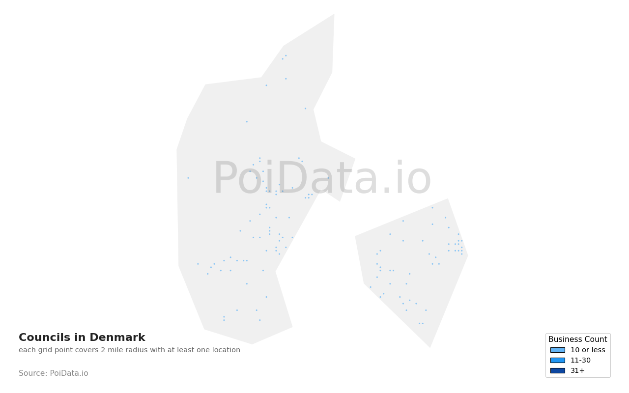 Council density map for Denmark