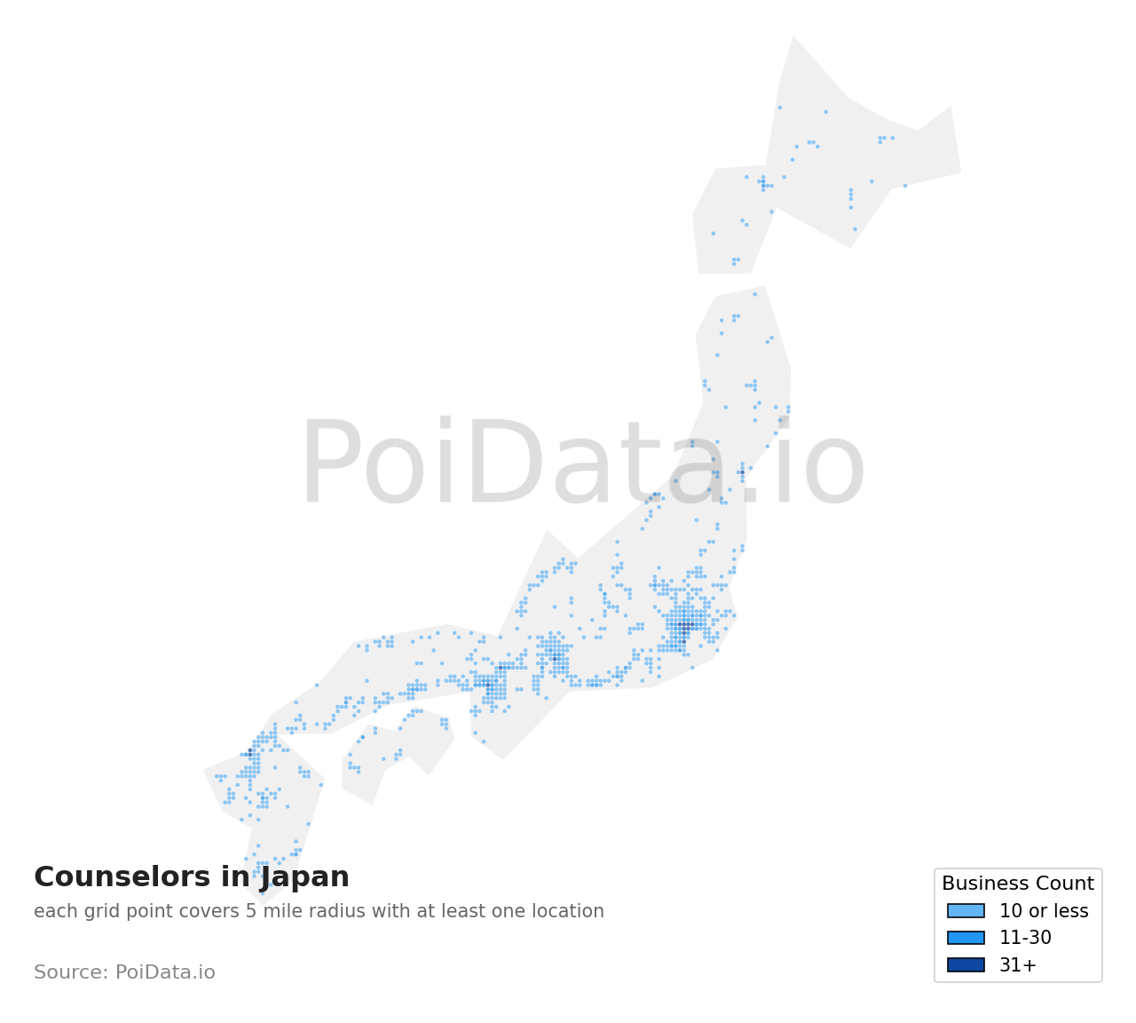 Counselor density map for Japan
