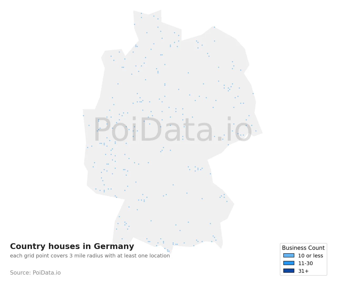 Country house density map for Germany