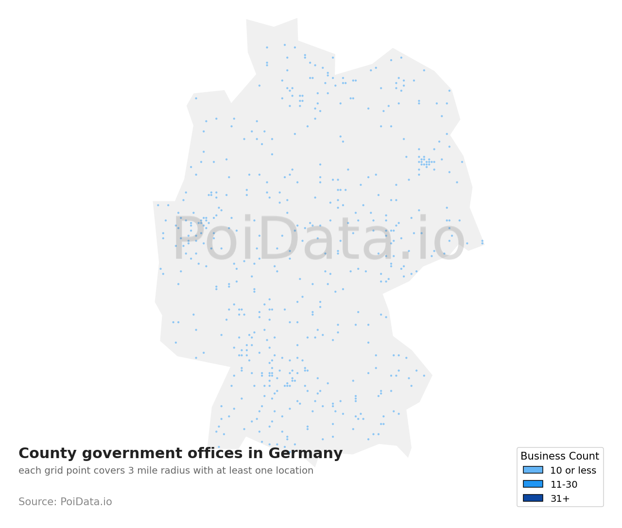 County government office density map for Germany