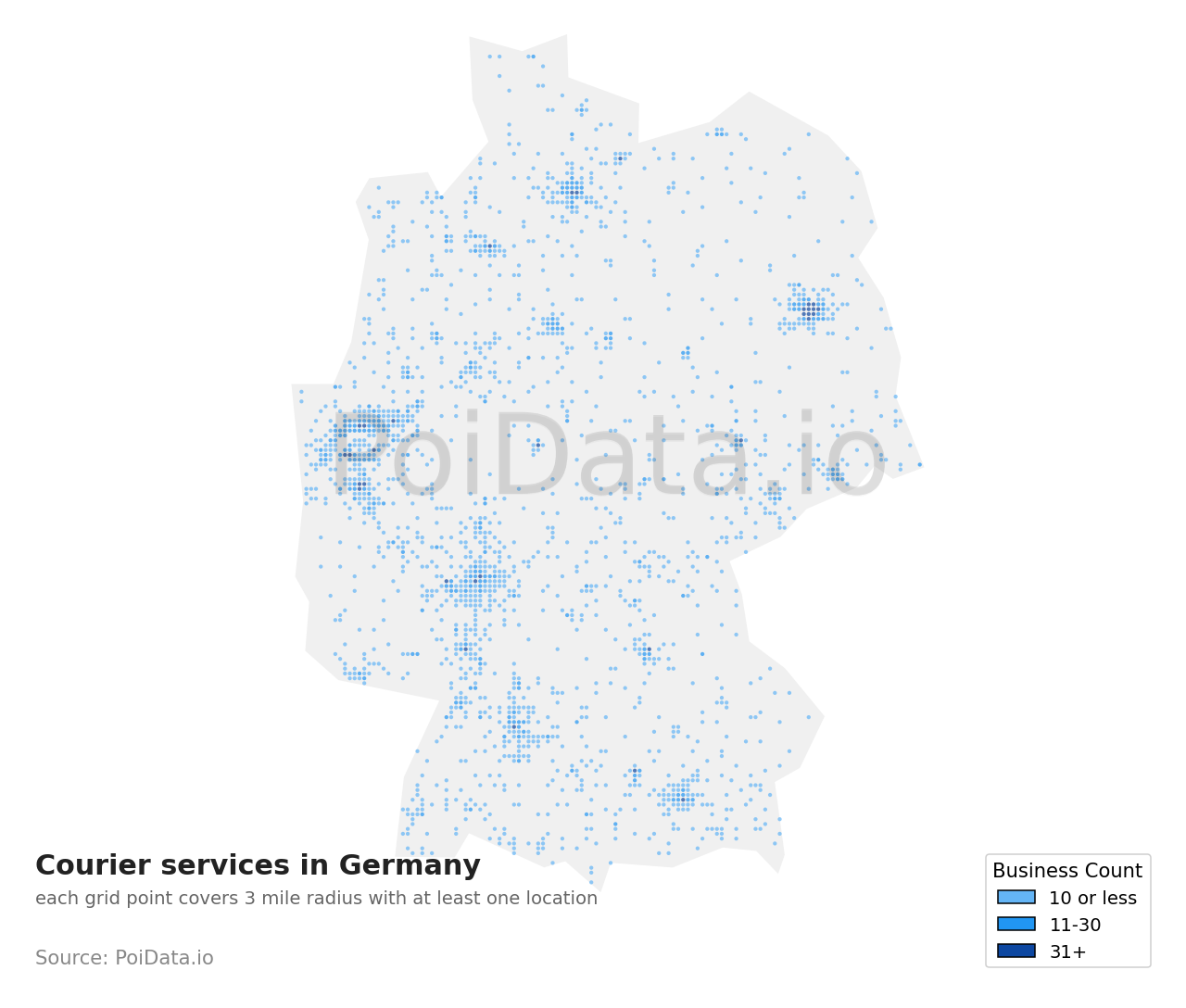 Courier service density map for Germany
