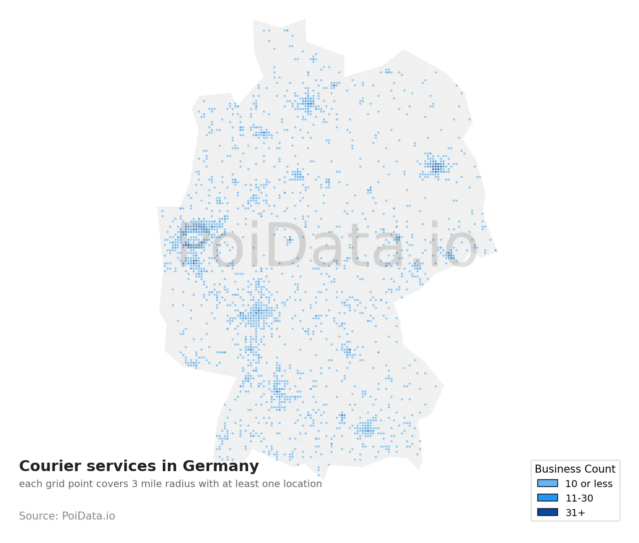 Courier service density map for Germany