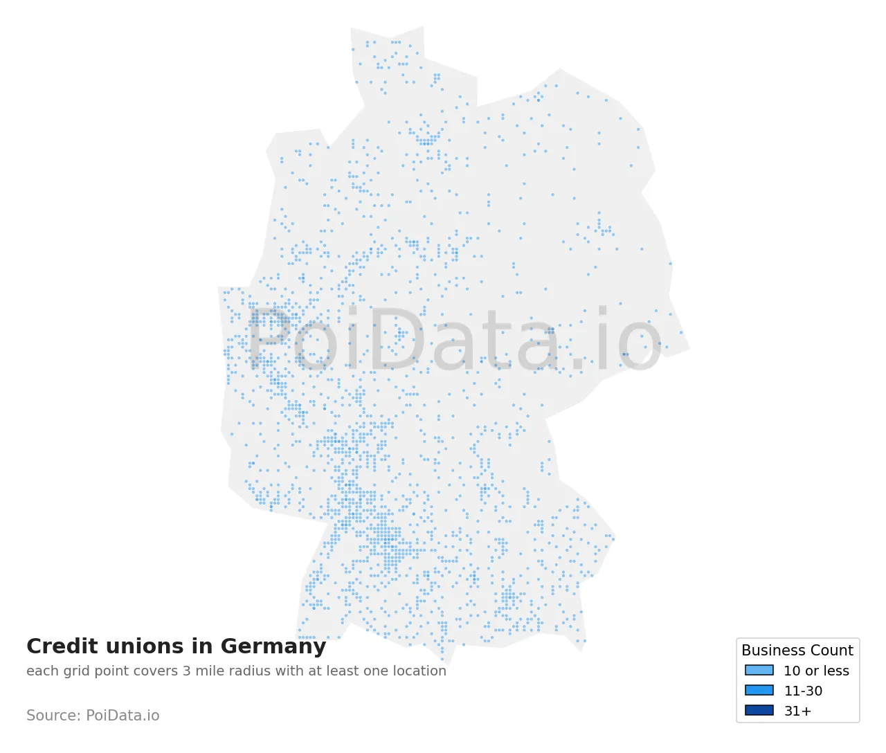 Credit union density map for Germany