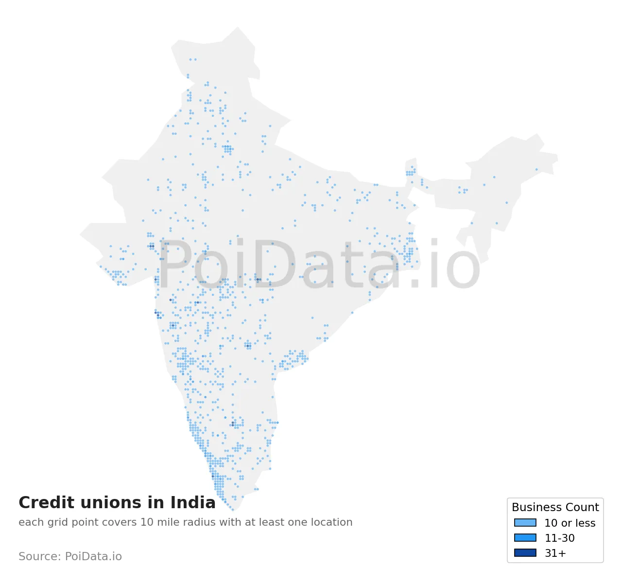 Credit union density map for India