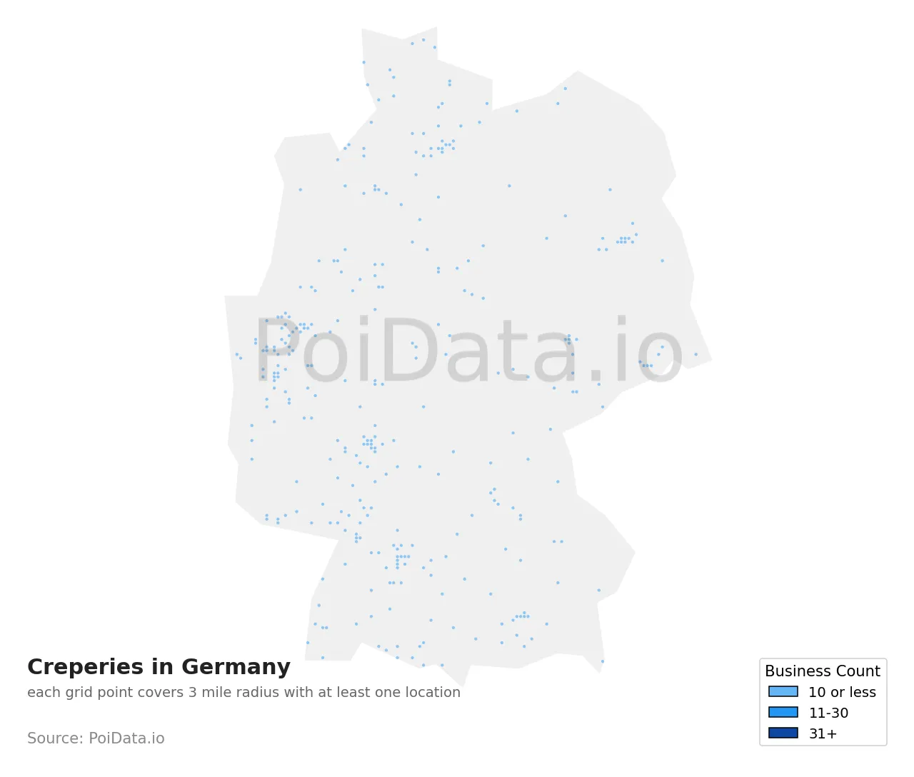 Creperie density map for Germany