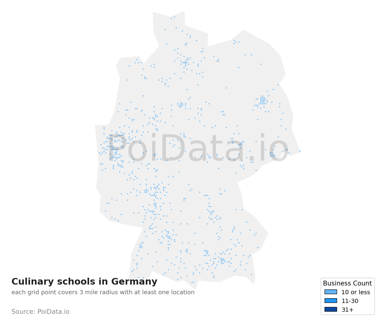 Culinary school density map for Germany