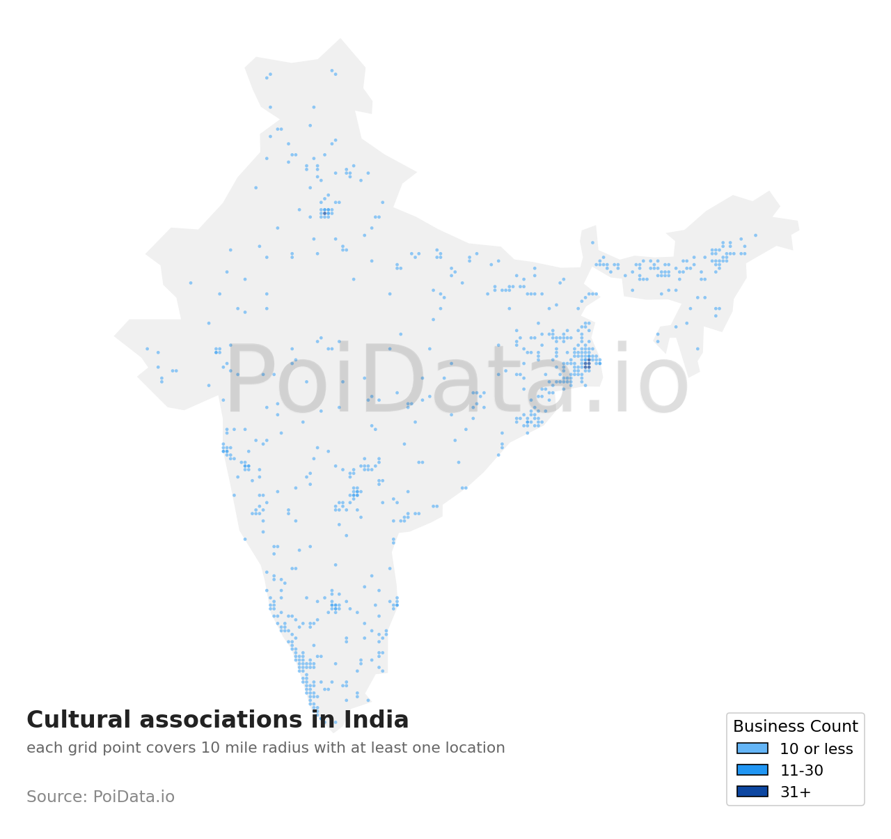 Cultural association density map for India