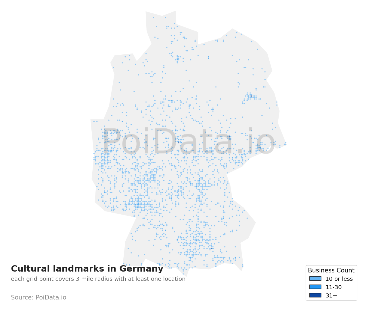 Cultural landmark density map for Germany