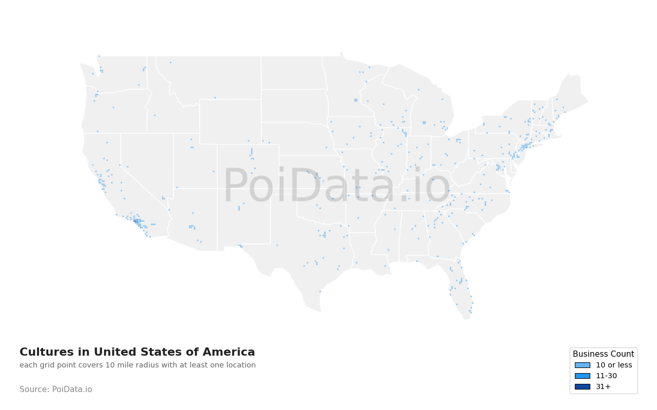 Culture density map for Michigan, United States