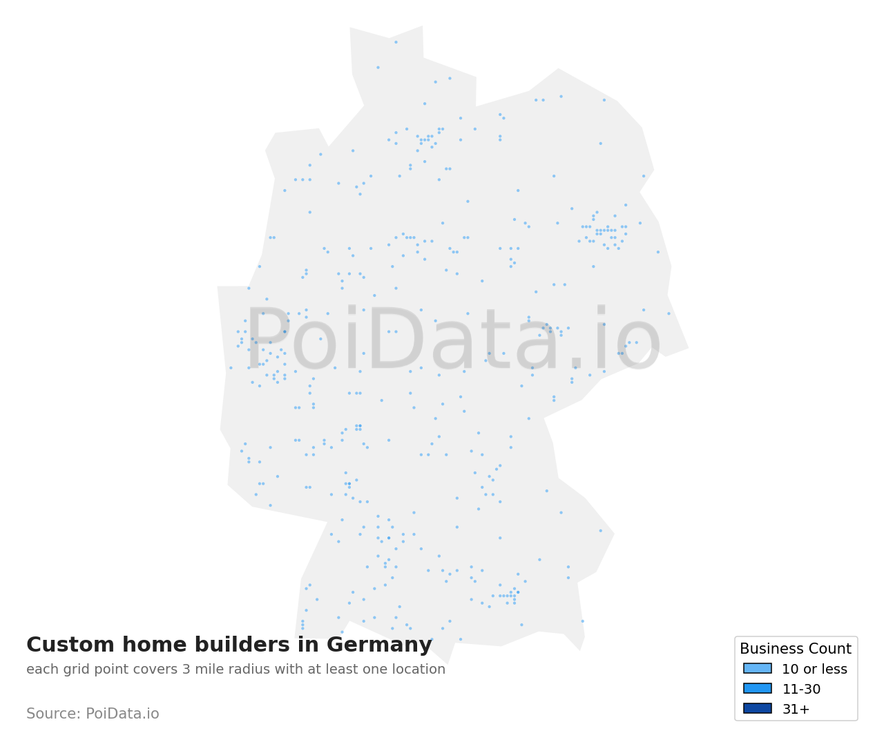 Custom home builder density map for Germany