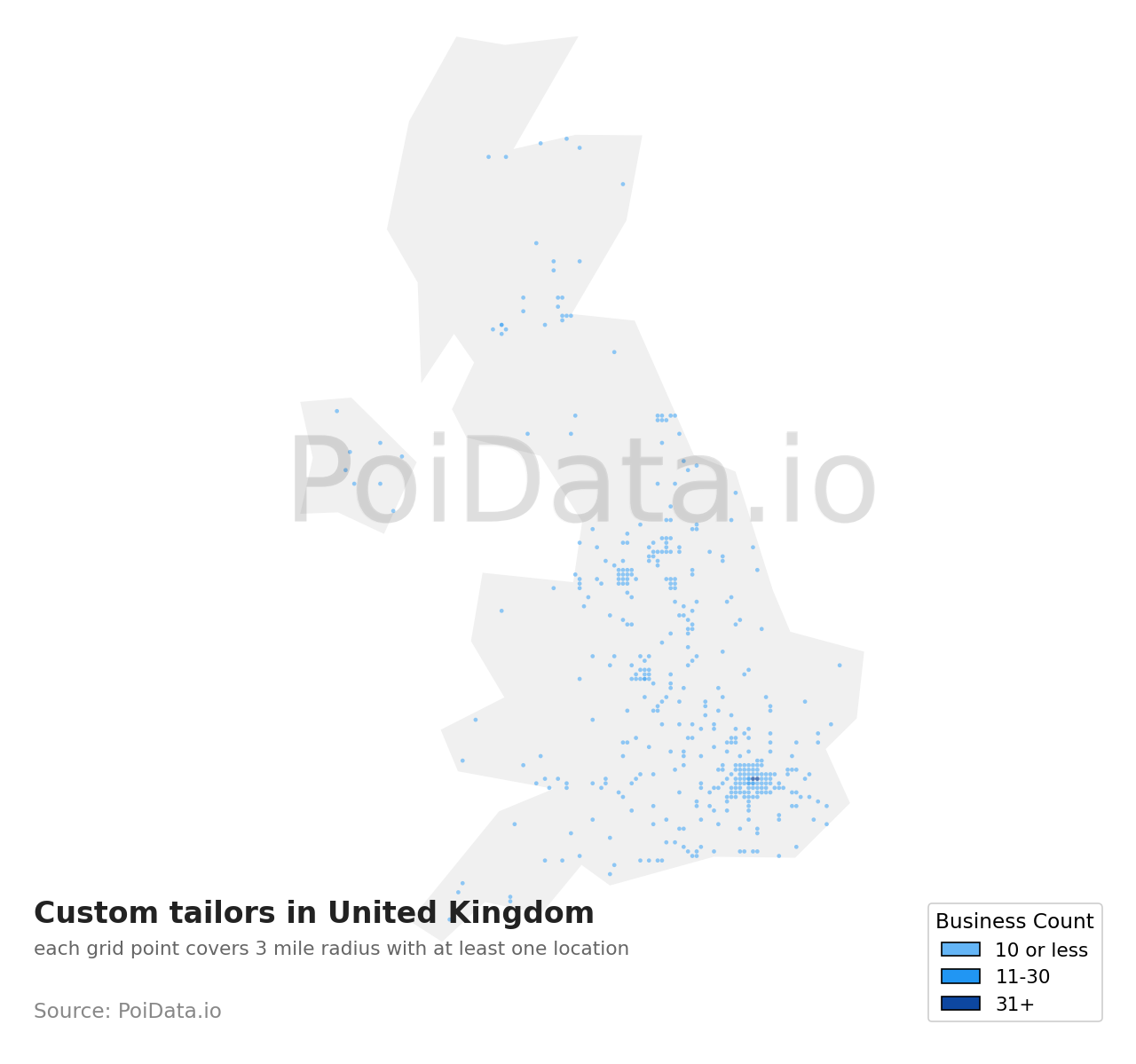 Custom tailor density map for United Kingdom
