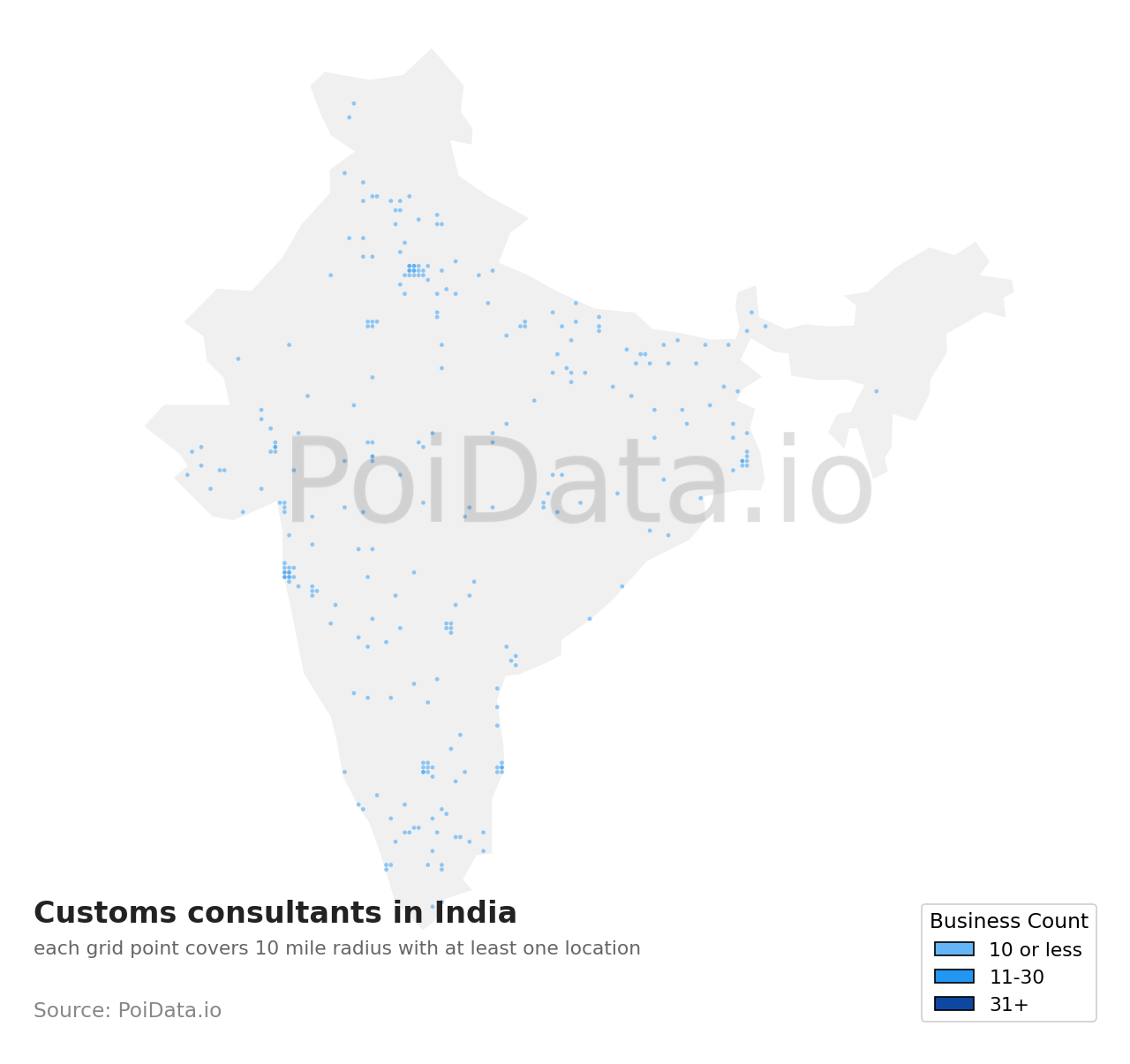 Customs consultant density map for India