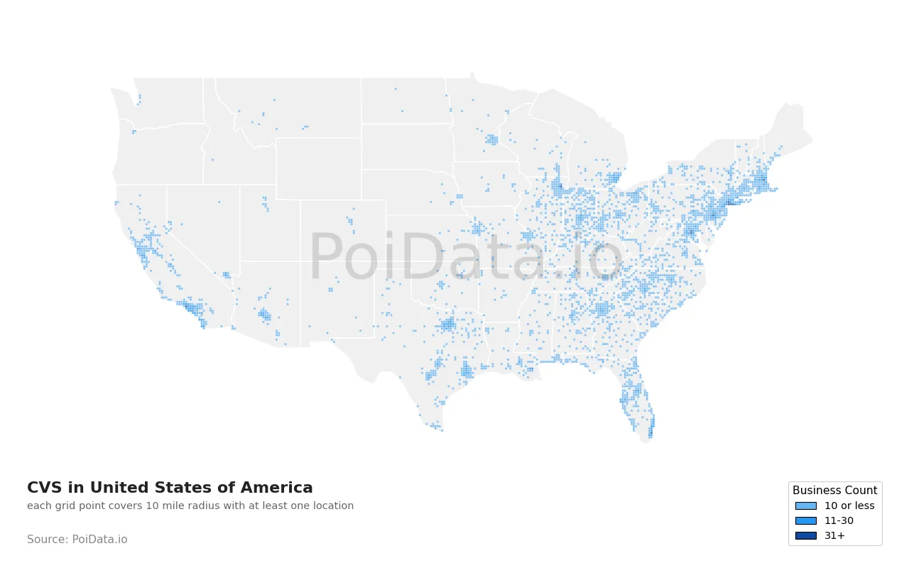 CVS density map for United States