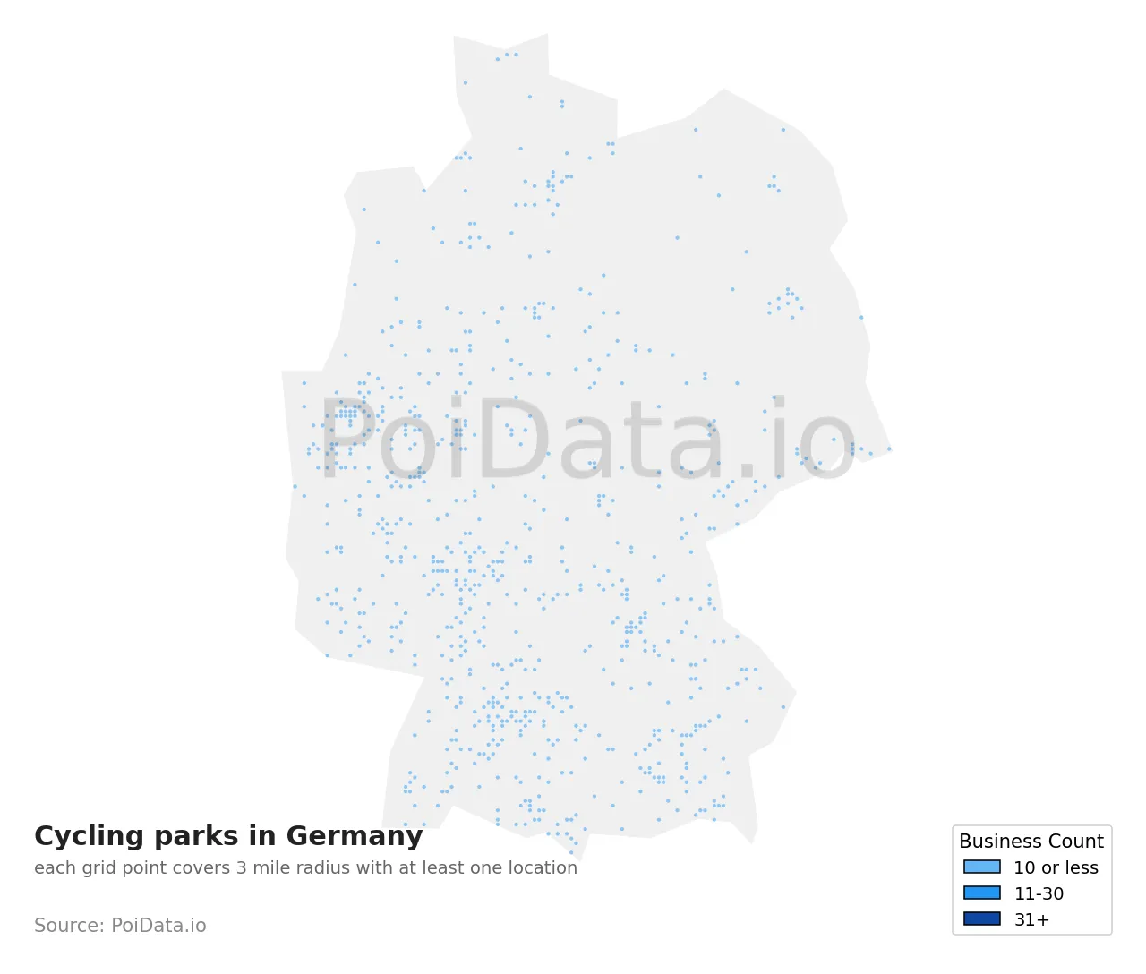 Cycling park density map for Germany