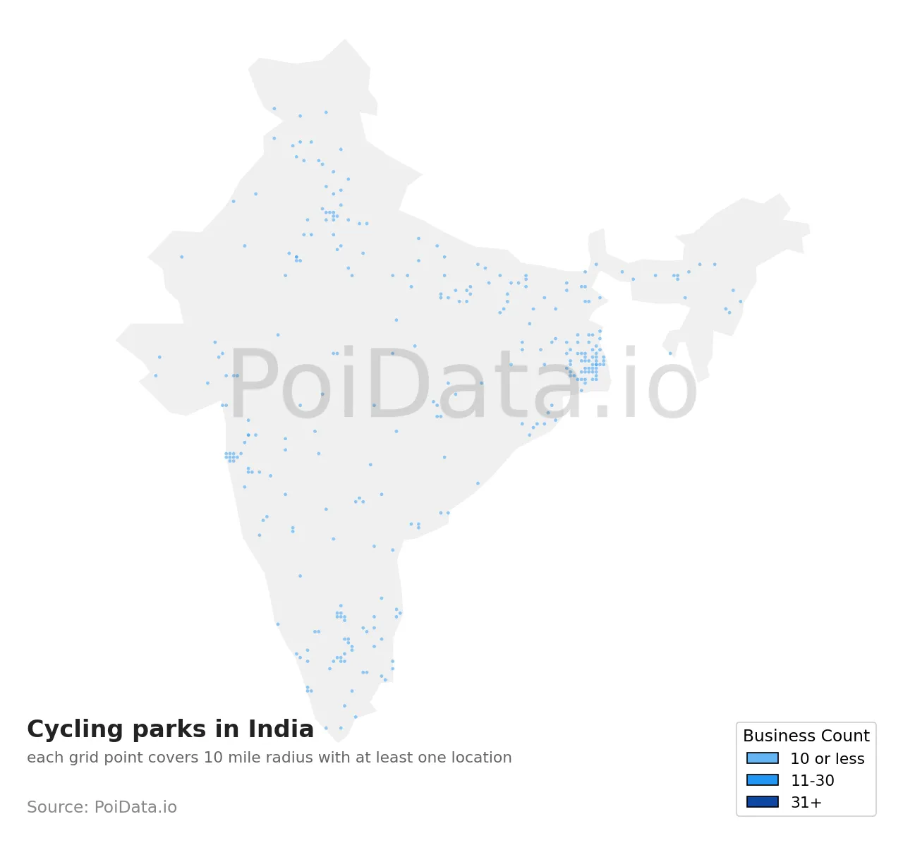 Cycling park density map for India