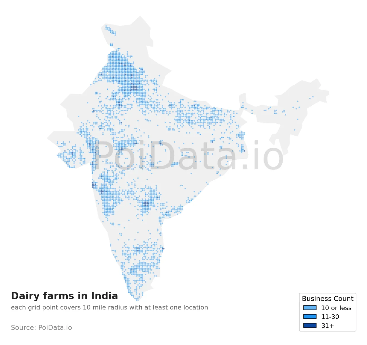 Dairy farm density map for India