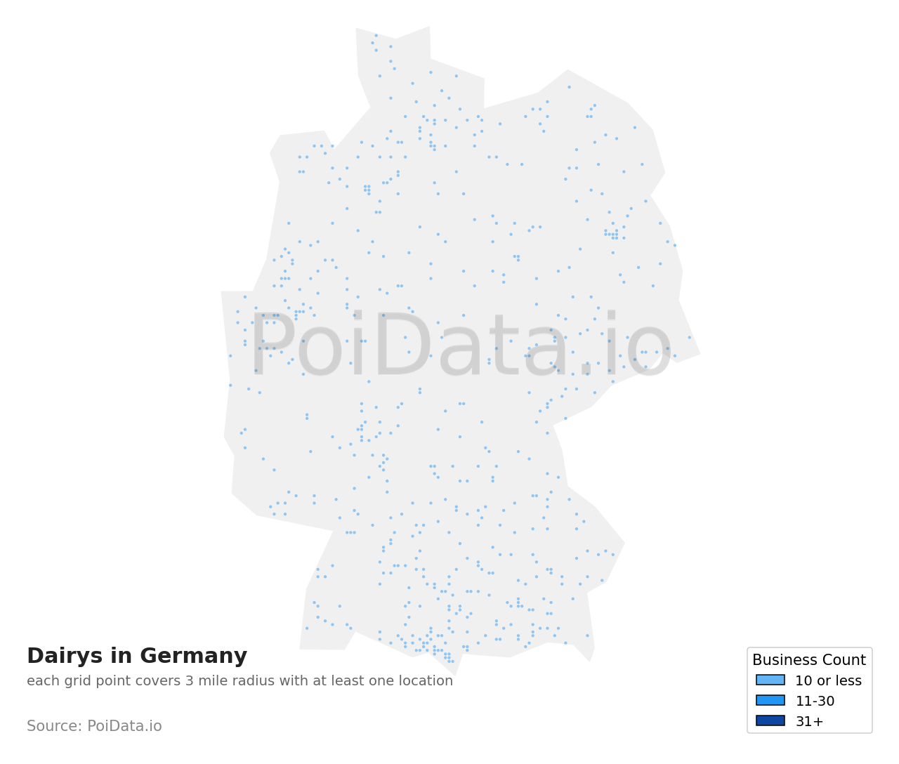 Dairy density map for Germany