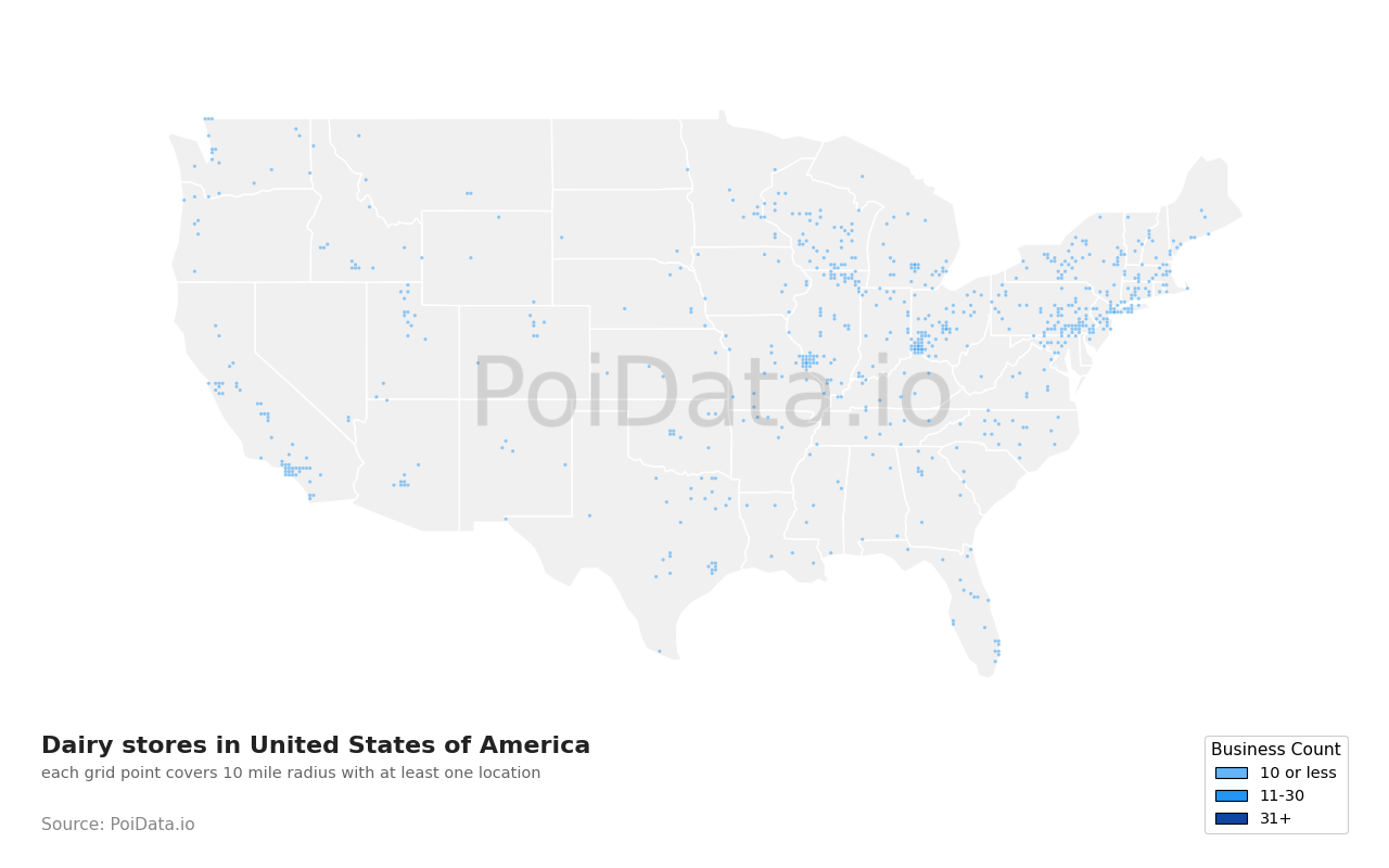 Dairy store density map for Colorado, United States