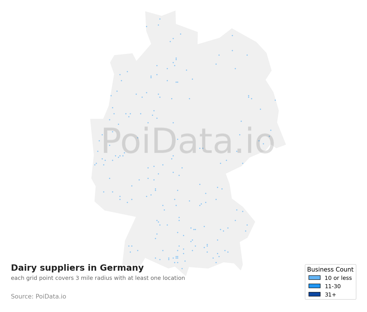 Dairy supplier density map for Germany