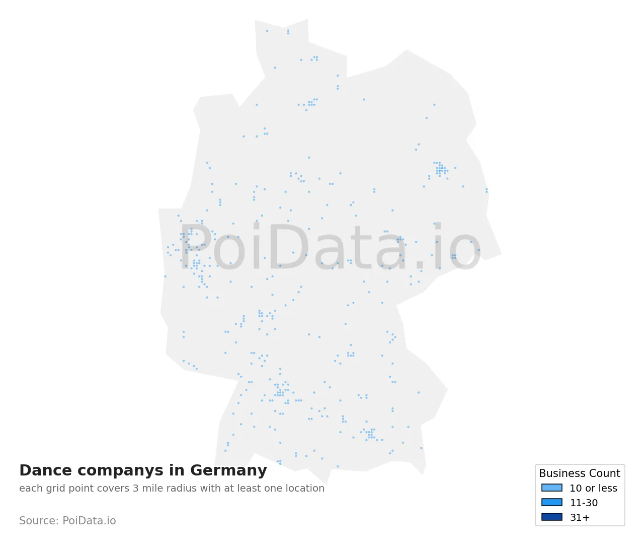 Dance company density map for Germany