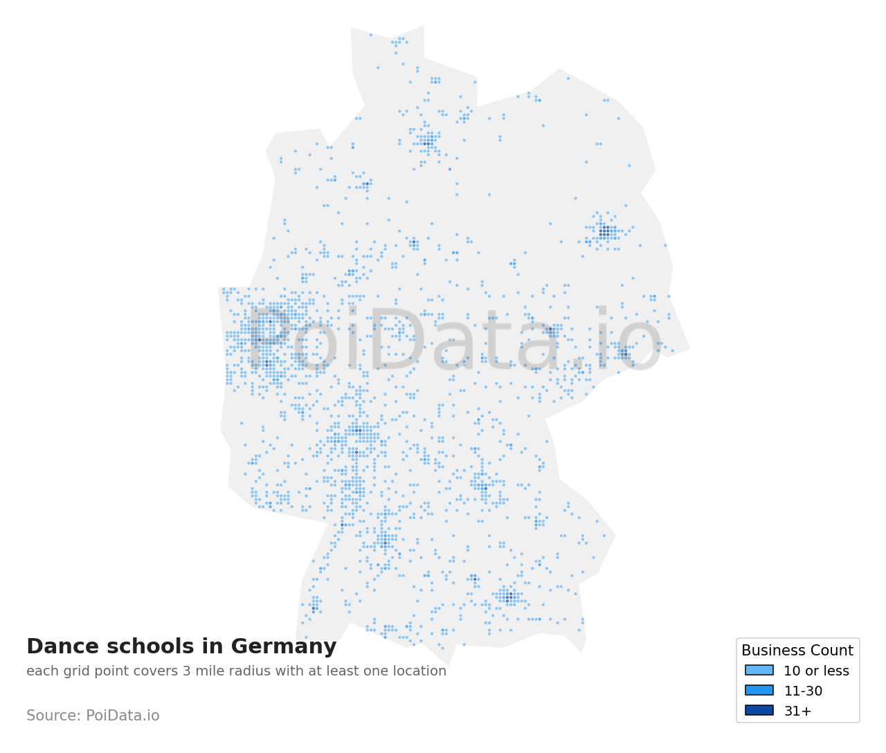 Dance school density map for Germany