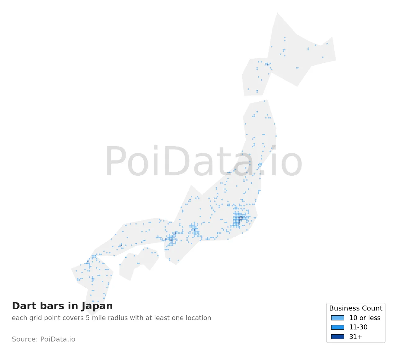 Dart bar density map for Japan