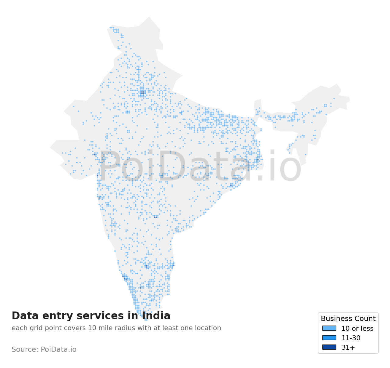 Data entry service density map for India