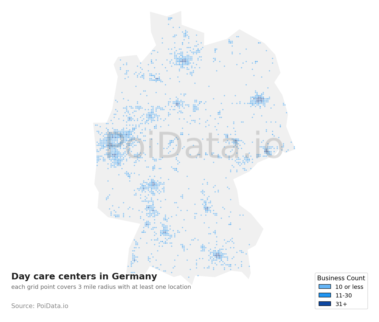 Day care center density map for Germany