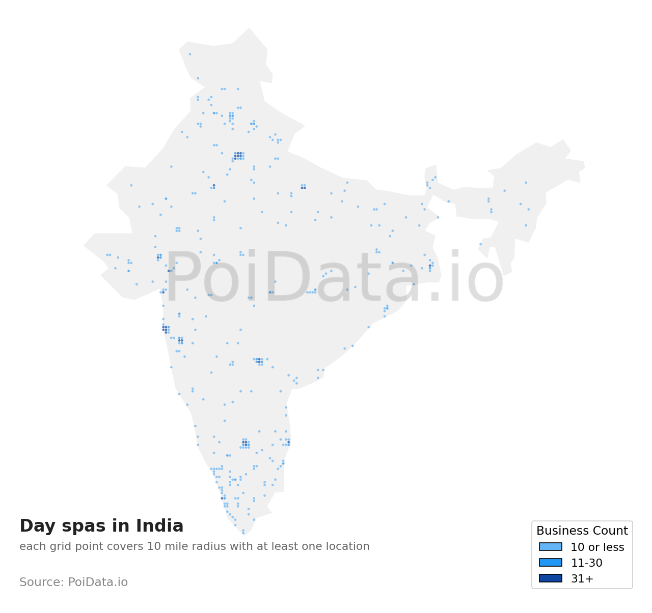Day spa density map for India