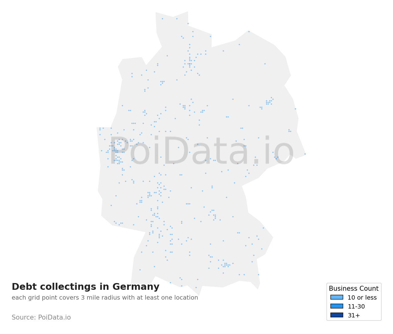 Debt collecting density map for Germany