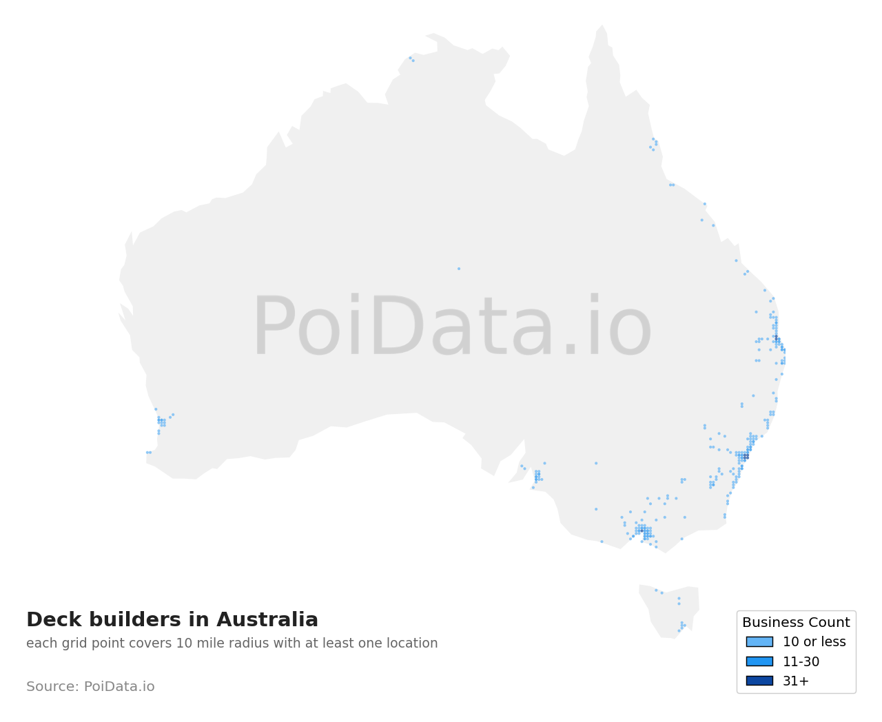 Deck builder density map for NSW, Australia
