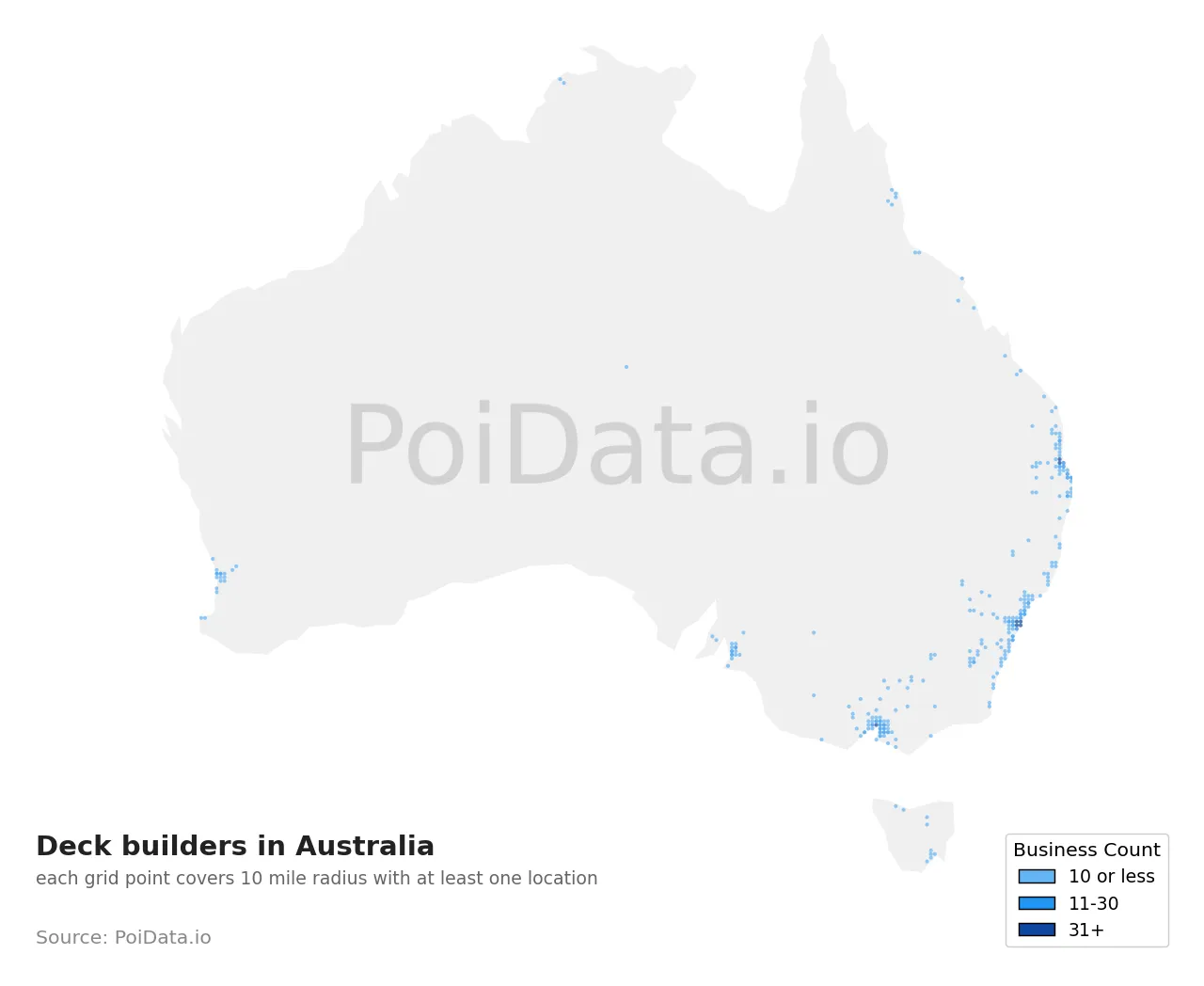 Deck builder density map for Australia