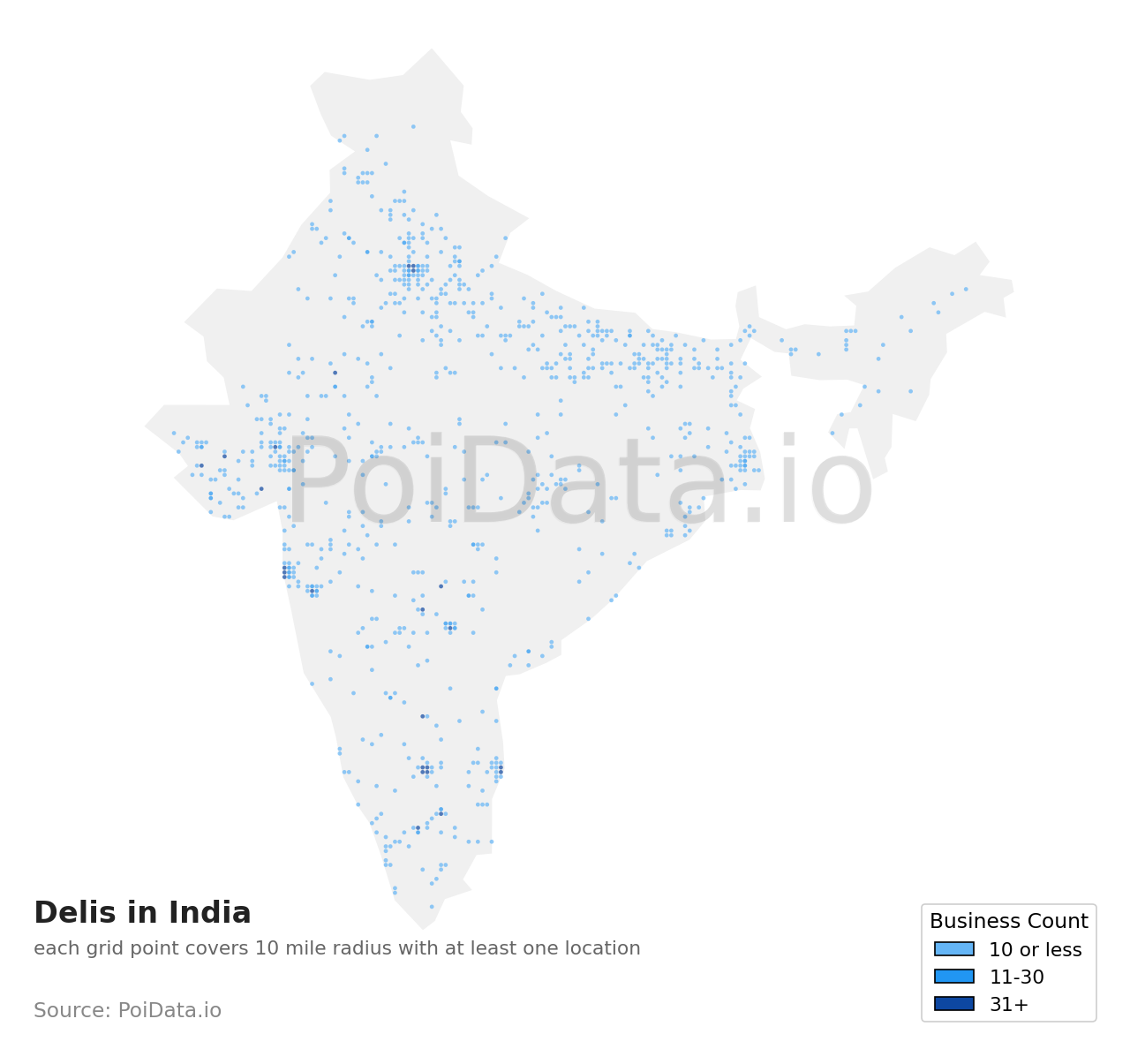 Deli density map for India