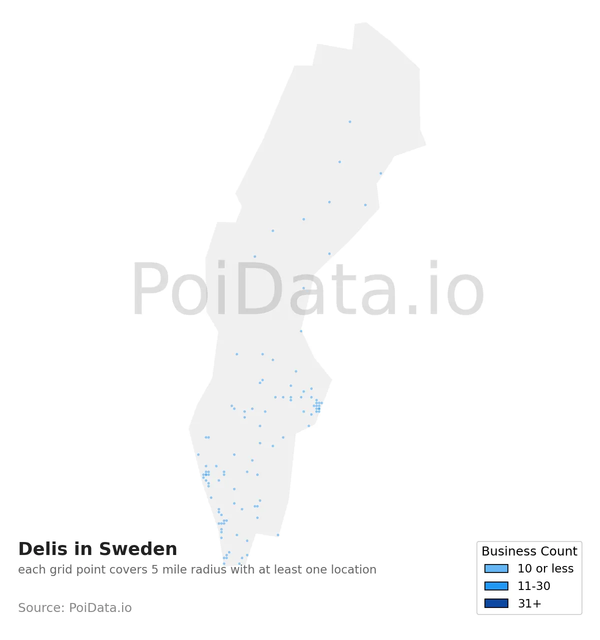 Deli density map for Sweden