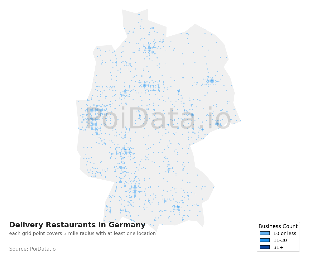 Delivery Restaurant density map for Germany
