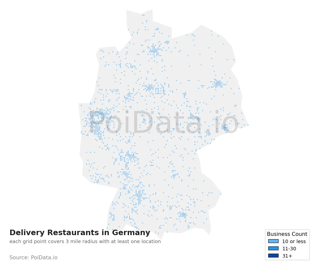 Delivery Restaurant density map for Germany