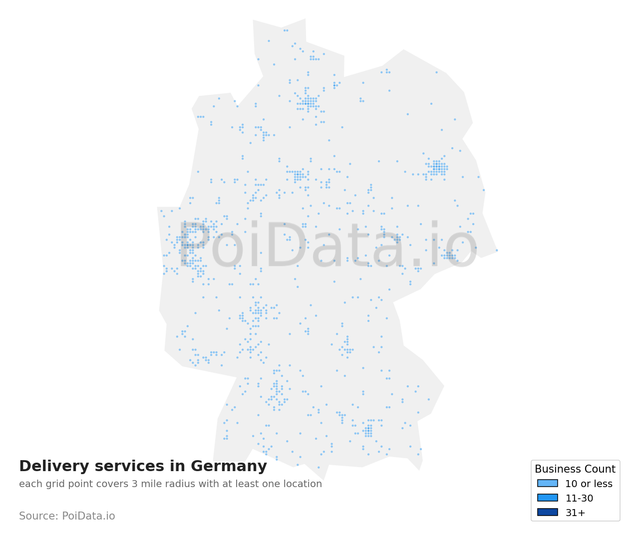 Delivery service density map for Germany