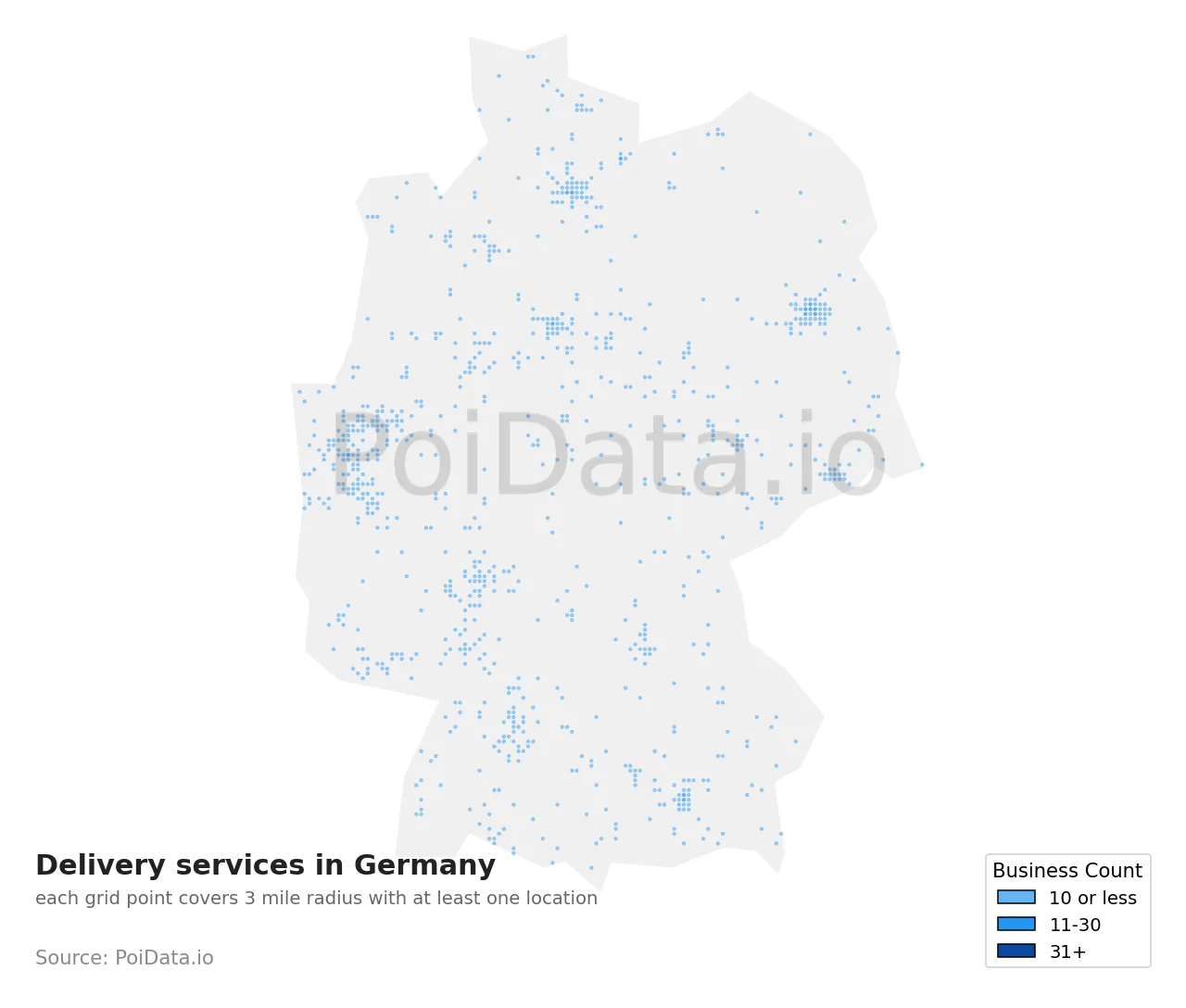 Delivery service density map for Germany